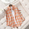 Blusa Retro Cuadros Oversized Manga Larga Casual Mujer