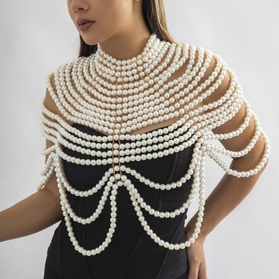 Cadena de Cuerpo Perla Retro con Borlas Multicapa