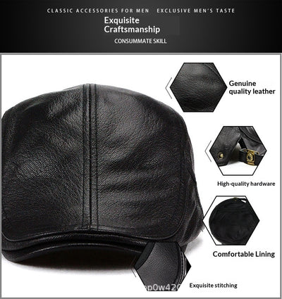 Gorra de Cuero Estilo Coreano Delgada para Otoño e Invierno - Caballeros Maduros - Image 12
