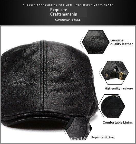 Gorra de Cuero Estilo Coreano Delgada para Otoño e Invierno - Caballeros Maduros - Image 12