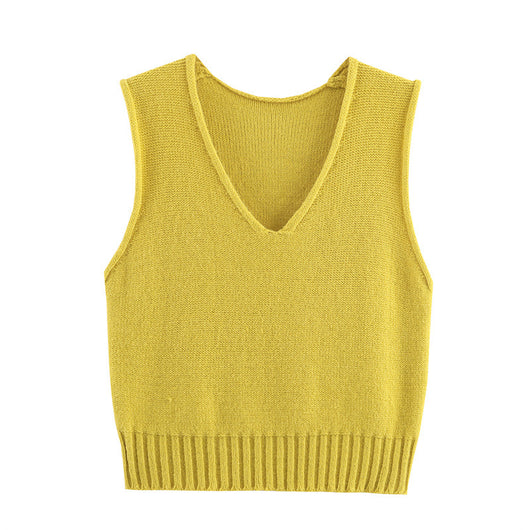 Chaleco Suelto Cuello V Estilo Francés Mujer - Colores Sólidos - Image 7