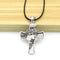 Christian Crown Of Thorns Vintage Cross Necklace Pendant Vintage Plateado Leather chain