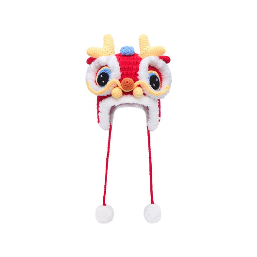 Gorro Tejido Año del Dragón Rojo - Diseño Cabeza de Tigre para Bebé - Image 5