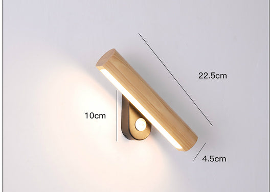 Lámpara de Mesita Nórdica LED Giratoria de Madera Maciza para Dormitorio y Sala de Estar - Image 12