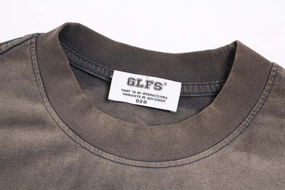 Camiseta Hombre Estilo Retro Suelta Diseño Degradado con Letras y Tinta Salpicada - Image 13