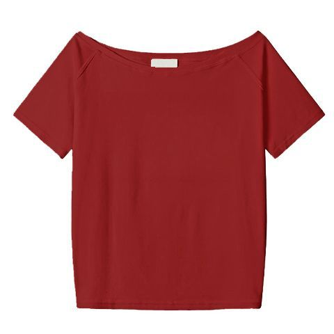 Blusa Holgada de Hombro Oblicuo Manga Corta para Mujer - Image 3