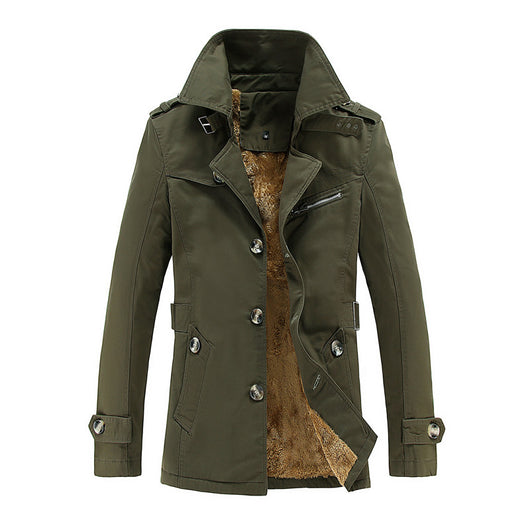Abrigo Trench Largo Holgado con Cuello de Solapa Acolchado en Terciopelo - Image 3