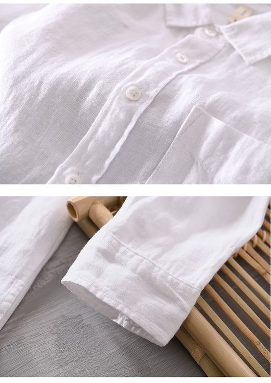 Camisa Casual de Manga Larga en Algodón y Lino para Hombre - Image 14