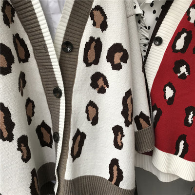Suéter de Leopardo Tejido Grueso Versión Coreana para Mujer - Image 4