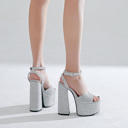Sandalias de Tacón de Bloque con Strass para Mujer - Image 5