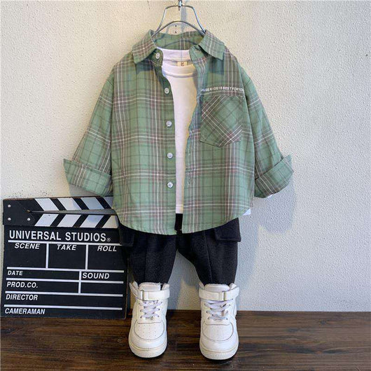 Camisa de Cuadros Manga Larga para Niño en Algodón Premium - Image 2