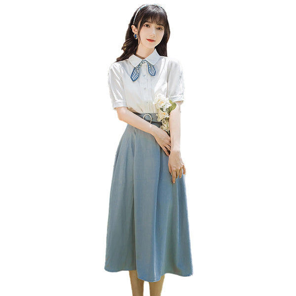 Traje de Vestido con Cintura Ajustable Diseño Minimalista para Mujer