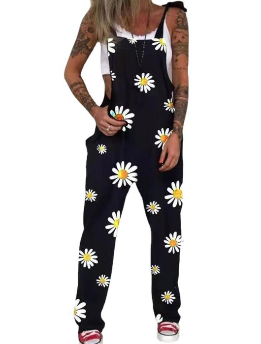 Overol Casual para Mujer con Estampado de Calavera y Crisantemo - Image 9