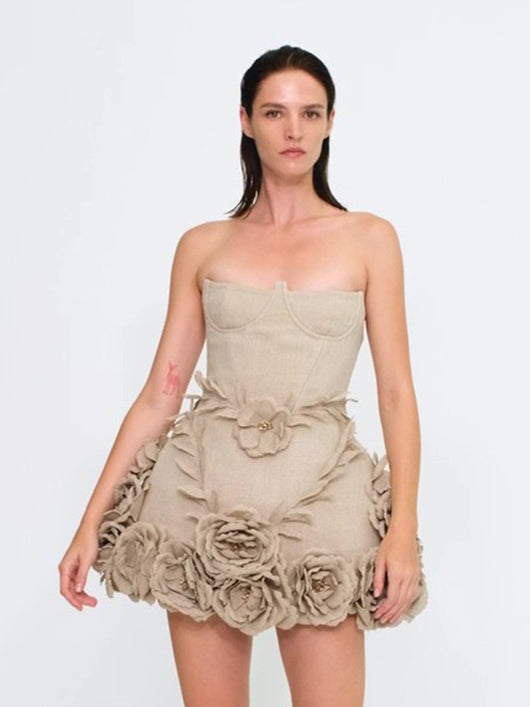Vestido Floral Hombros Descubiertos Efecto Reductor Cintura Ajustada - Image 18
