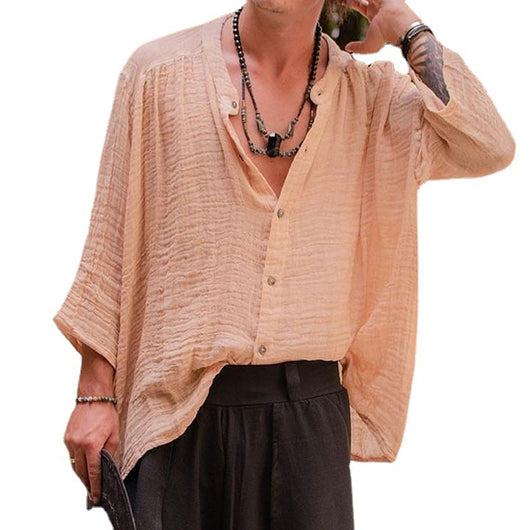 Camisa de Algodón y Lino Manga Larga para Hombre - Image 5