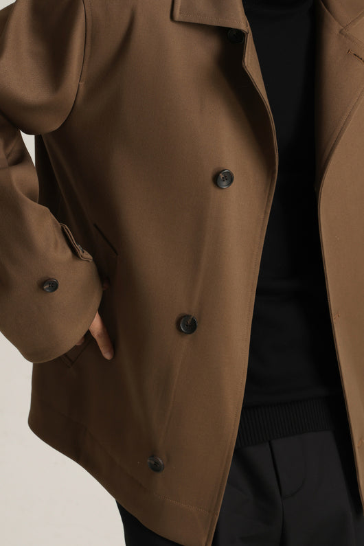 Abrigo Ejecutivo de Cuello Vuelto con Mezcla de Tela Twill para Hombre - Image 14