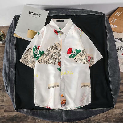 Camisa Suelta Estampada de Manga Corta para Hombre - Image 17
