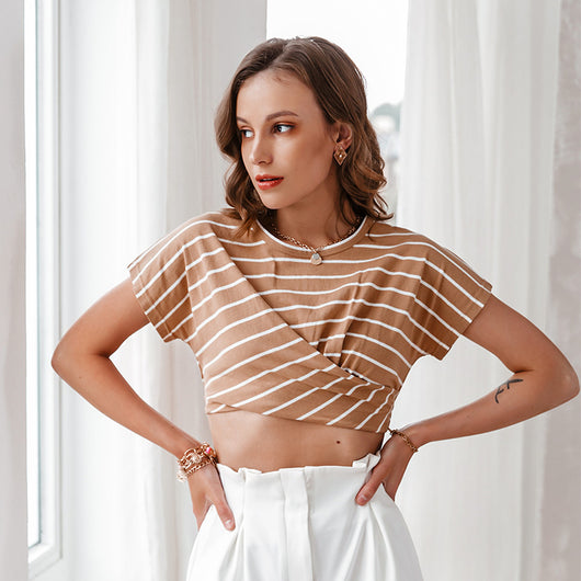 Blusa Casual de Cuello Redondo y Manga Corta para Mujer - Image 8