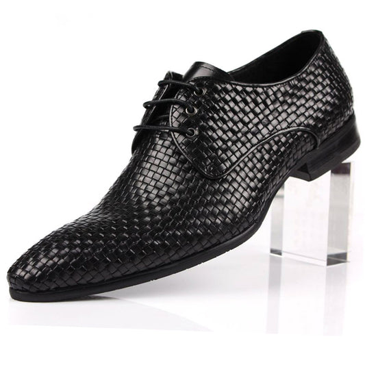 Zapatos Formales de Cuero Tejido Transpirables con Punta Afilada