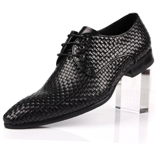 Zapatos Formales de Cuero Tejido Transpirables con Punta Afilada
