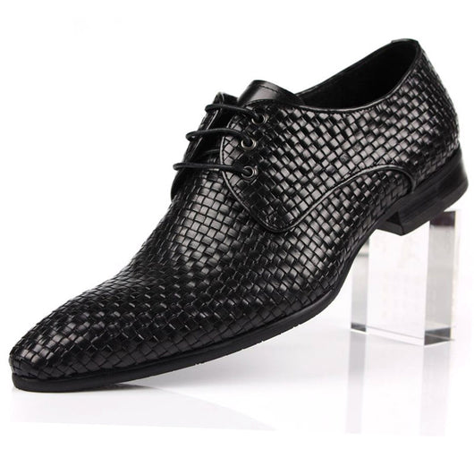 Zapatos Formales de Cuero Tejido Transpirables con Punta Afilada