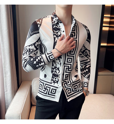 Camisa Manga Larga Estampada Slim Fit para Hombre - Image 27