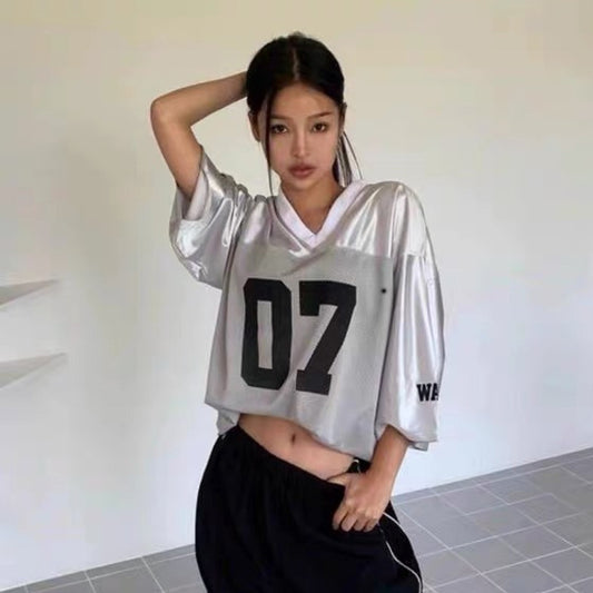 Blusa Americana de Manga Corta para Mujer