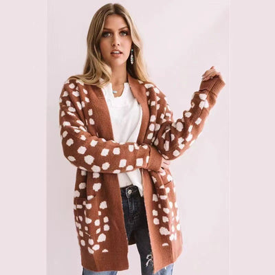 Cardigan Tejido Suelto con Lunares Irregulares para Mujer - Image 6