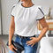 Camisa Casual de Contraste Holgada Manga Corta Estilo Europeo