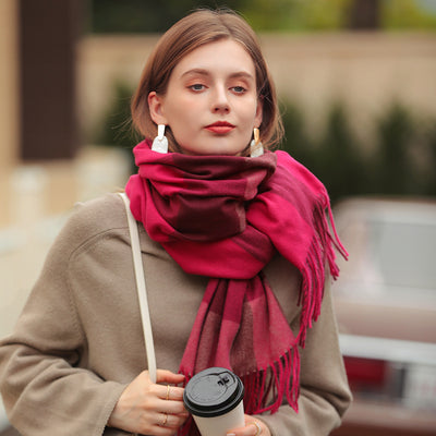 Bufanda Cálida de Cuadros Estilo Cachemira para Mujer - Image 11