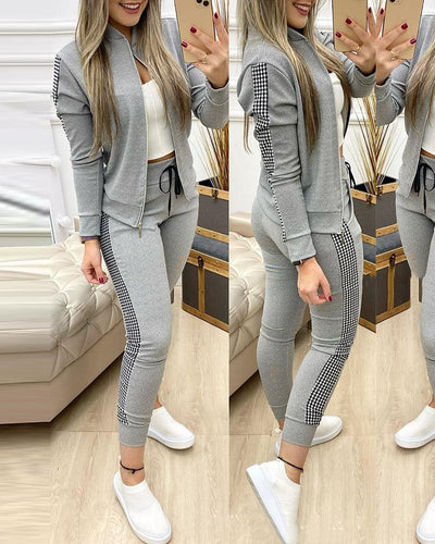 Traje Casual Cuadros Gris con Costuras Europeas y Americanas - Image 17