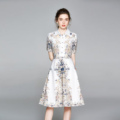 Vestido Corto Estilo Celebridad con Estampado y Cuello Solapa - Image 2