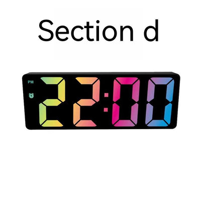 Modern rectangular digital alarm clock with a mirrored face and large, colorful LED numbers displaying the time. - Image 21