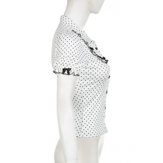 Blusa Estilo Francés con Moño y Lunares - Image 15