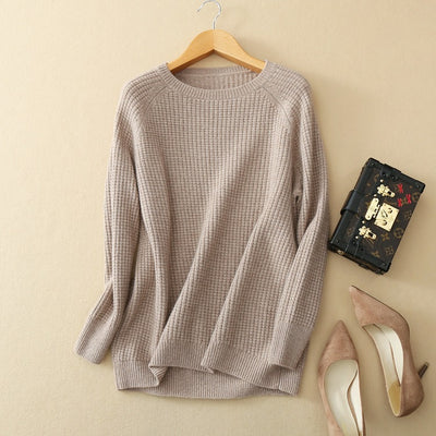 Suéter Tejido de Algodón Holgado Corto - Pullover Básico Versátil - Image 8