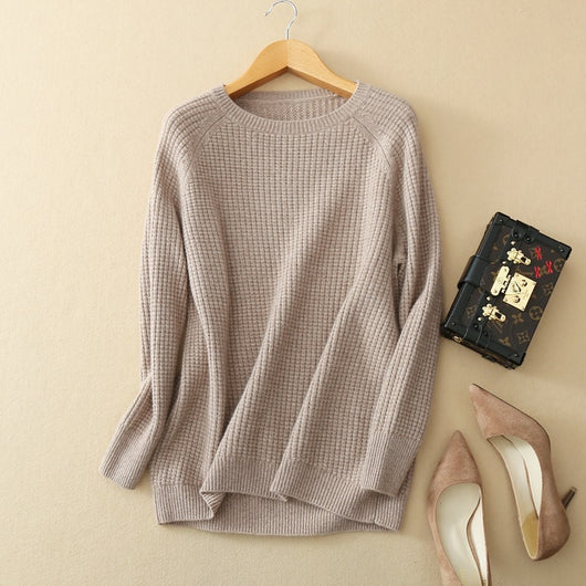 Suéter Tejido de Algodón Holgado Corto - Pullover Básico Versátil - Image 8