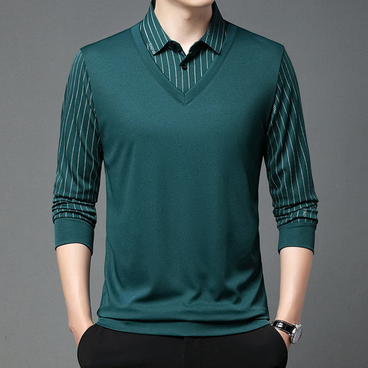 Suéter Tipo Camisa Falsa Dos Piezas para Hombre - Manga Larga Otoño - Image 8