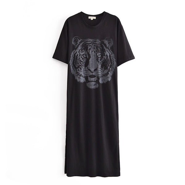 Blusa Cuello Redondo Estampado Tigre con Abertura Lateral - Image 5