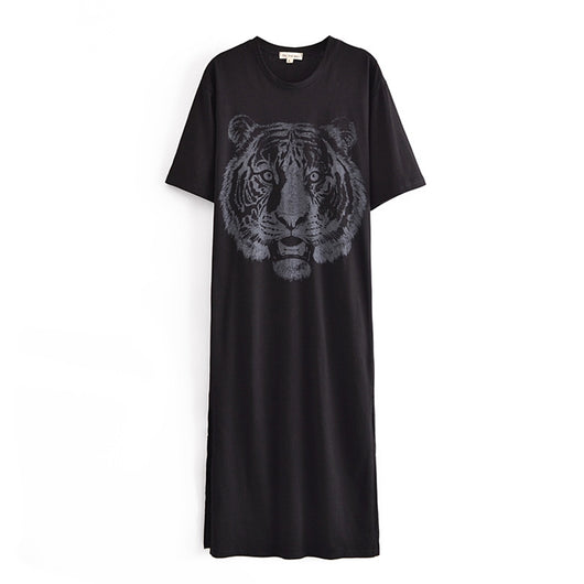 Blusa Cuello Redondo Estampado Tigre con Abertura Lateral - Image 5