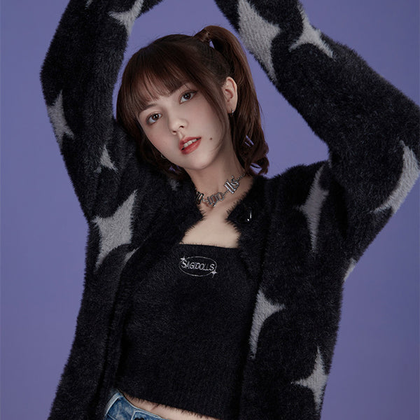 Chaqueta Sling de Terciopelo Mink Plata y Negro con Estrella