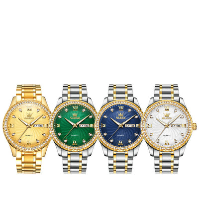 Reloj de Negocios Acero Inoxidable con Diamantes, Resistente al Agua y Calendario - Image 11
