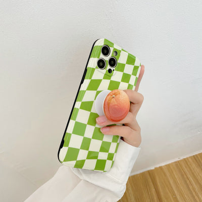 Funda Silicona para Teléfono Cuadrícula Naranja Verde Minimalista - Image 14