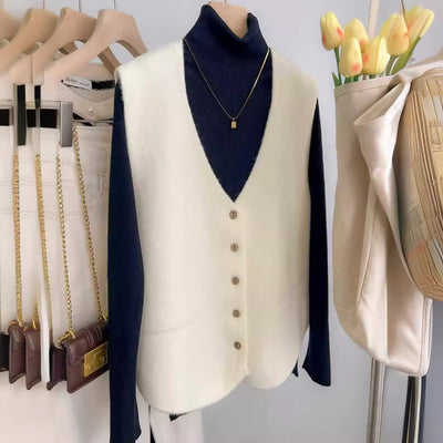 Chaleco de Punto Liso Escote V para Mujer - Versátil y Casual - Image 2