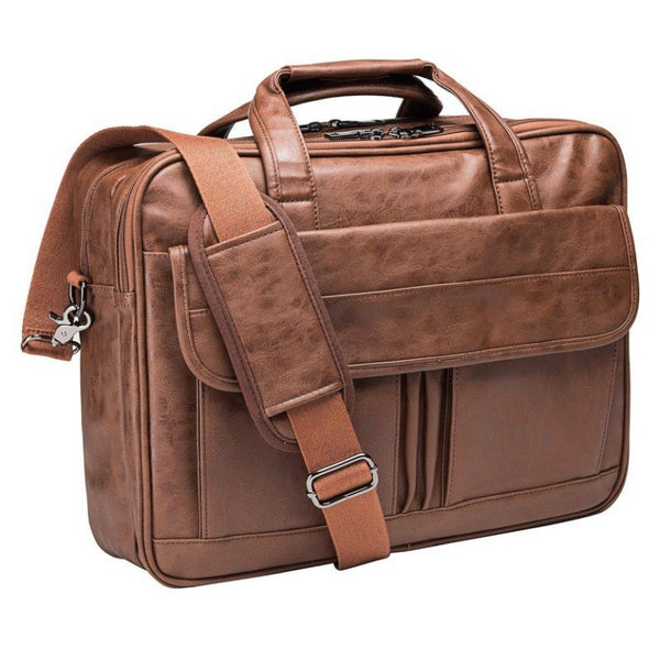 Bolsa Mensajero de Cuero para Hombre con Compartimento para Notebook
