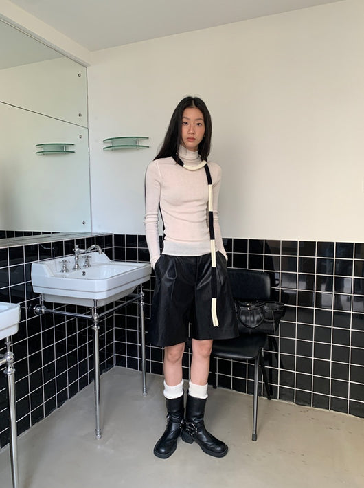 Suéter de Lana Slim Fit Bicolor con Contraste para Mujer - Image 19