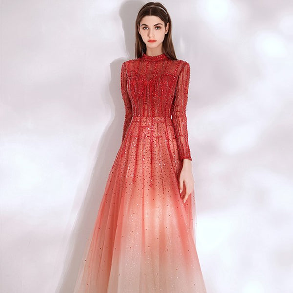 Vestido de Fiesta Rojo Elegante de Alta Gama para Mujer