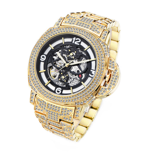 Reloj Mecánico Hombre Diamante Completo Fondo Hueco Luminoso - Image 5