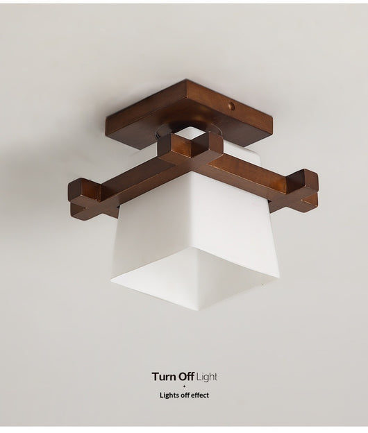 Lámpara de Techo Minimalista Tic-tac-toe en Vidrio y Madera Maciza Estilo Rústico Moderno - Image 17