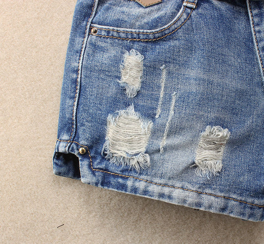 Shorts Vaqueros Mujer Estilo Coreano Talla Grande Cintura Media Rotos Verano - Image 4