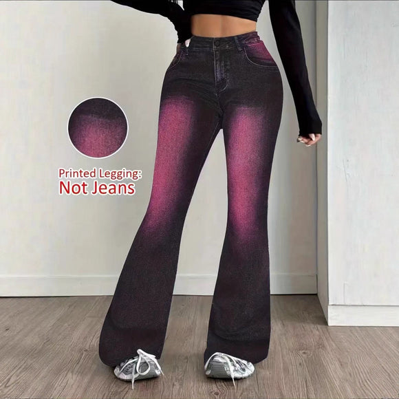 Pantalones Elásticos Slim Fit con Estampado Tipo Denim